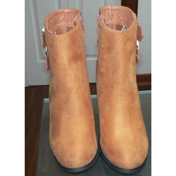 Alpine Swiss Women's Buckle Block Heel Zip Up Boots in Tan Size 6 - Picture 4 of 7